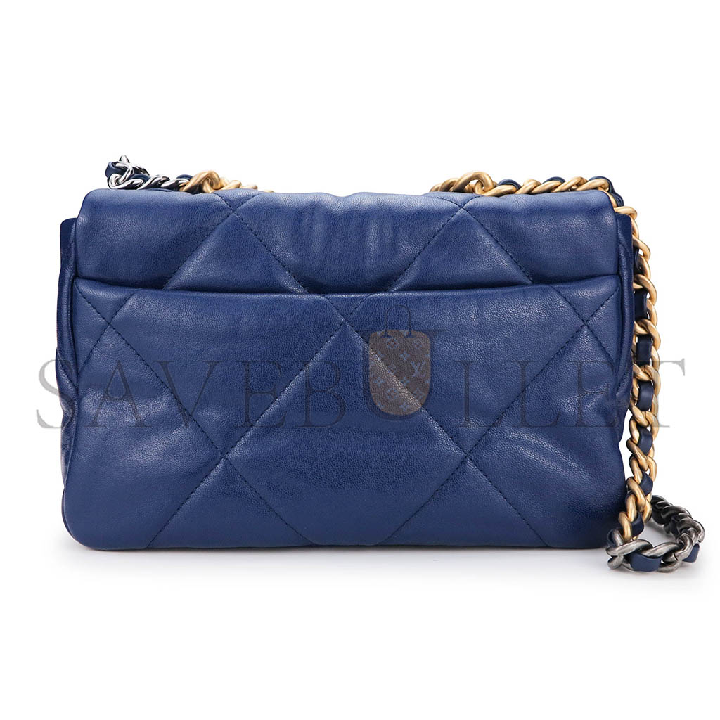 CHANEL 19 FLAP BAG IN NAVY BLUE LAMBSKIN AS1160 (26*16*9cm)